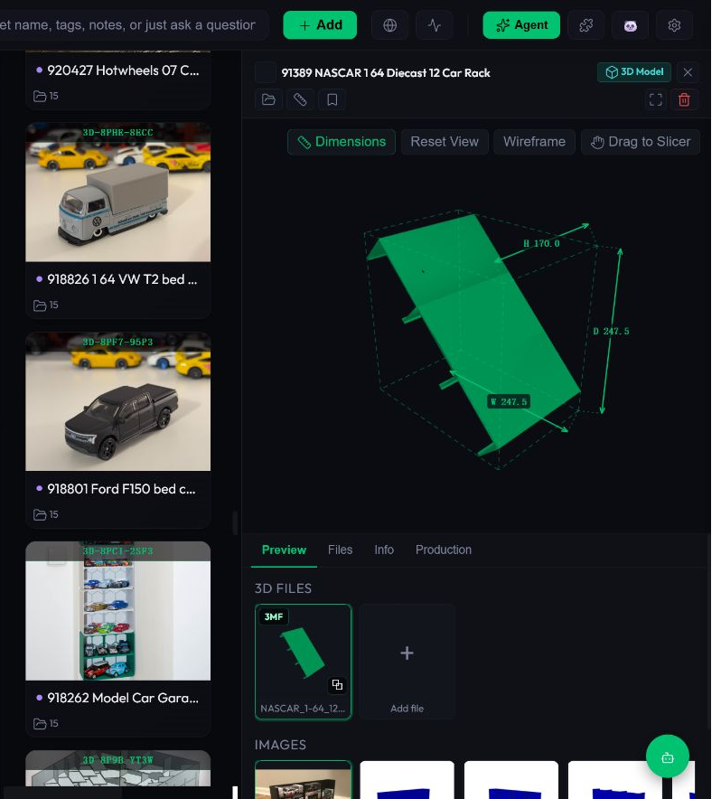 The current Haul desktop build showing project cards beside the right-side 3D preview module.